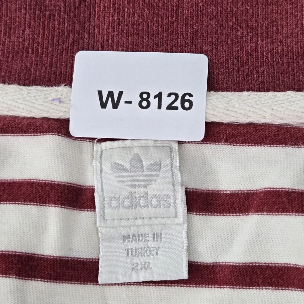 VINTAGE Adidas Men Polo 2XL White Embroidered Striped Trefoil Logo Y2K Golf